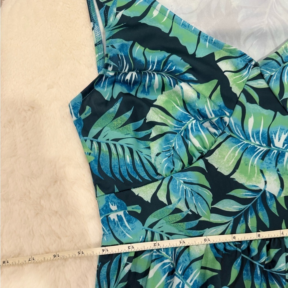 3 x 20$ Caribbean Joe Blue and Green Leaf Maxi Dress Size Small - Picture 7 of 9
